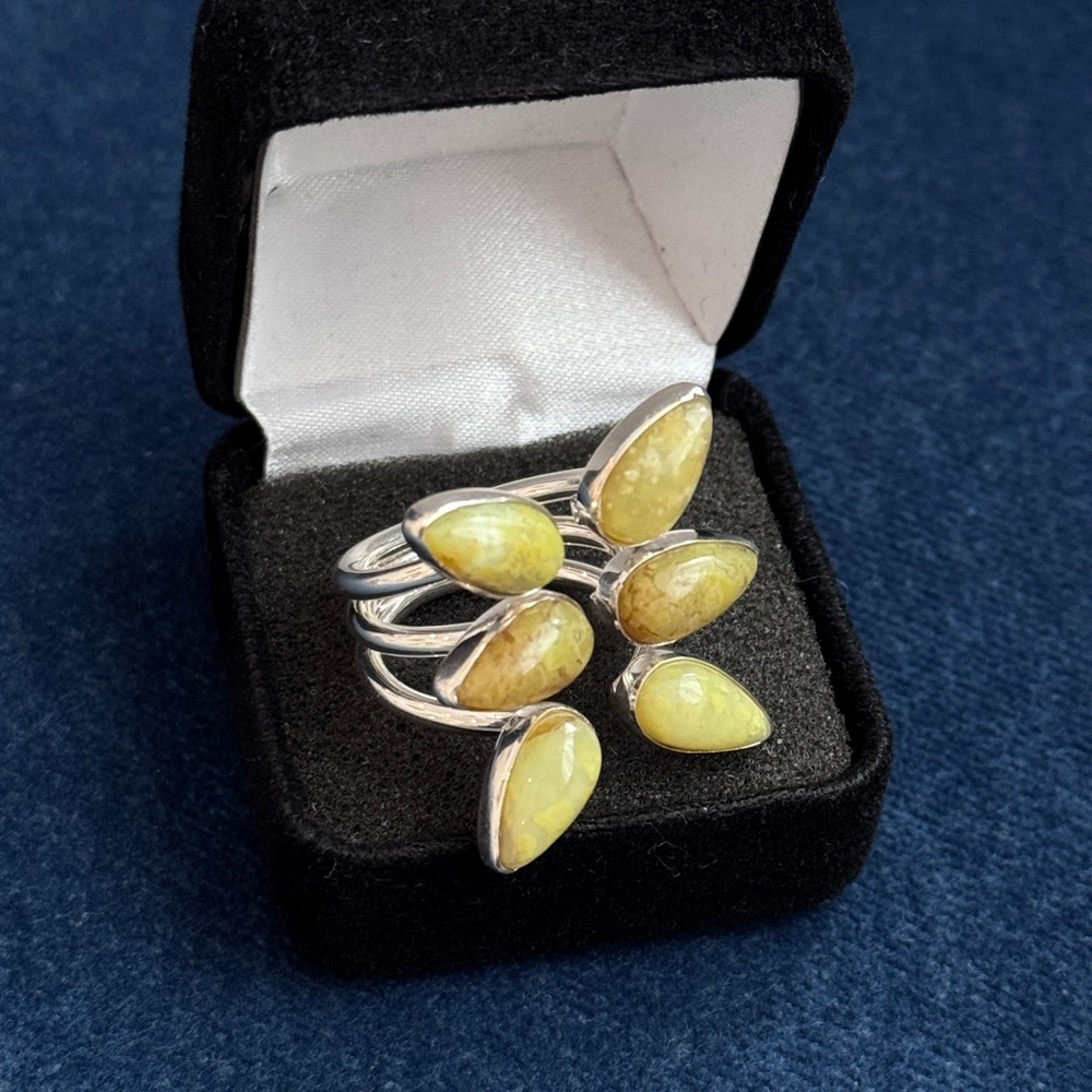 925 Sterling‎ Silver Cocktail Yellow Gemstone Ring